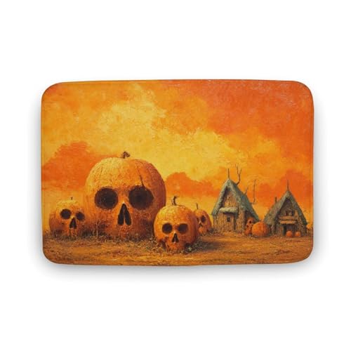 Jubonexis Badezimmer-Fußmatte, Halloween-Kürbisse, Totenkopf-Gesichter, extra weich, Korallensamt, Bodenmatte, schnelle Wasseraufnahme, rutschfest, bequem, Badteppich, 50 x 80 cm Jubonexis Badezimmer-Fußmatte, Halloween-Kürbisse, Totenkopf-Gesichter, extra weich, Korallensamt, Bodenmatte, schnelle Wasseraufnahme, rutschfest, bequem, Badteppich, 50 x 80 cm von Jubonexis