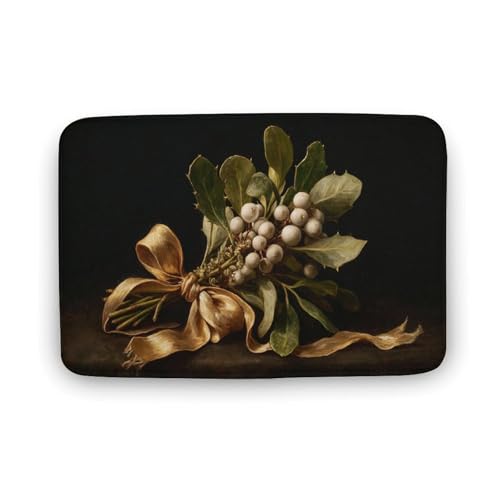 Jubonexis Badezimmer-Fußmatte, Mistelzweig mit weißen Beeren und Blättern, extra weicher Korallensamt, schnelle Wasseraufnahme, rutschfest, bequem, Badteppich, 50 x 80 cm Jubonexis Badezimmer-Fußmatte, Mistelzweig mit weißen Beeren und Blättern, extra weicher Korallensamt, schnelle Wasseraufnahme, rutschfest, bequem, Badteppich, 50 x 80 cm von Jubonexis