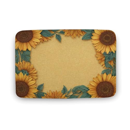 Jubonexis Badezimmer-Fußmatte, Motiv: Sonnenblumen, extra weich, Korallensamt, schnelle Wasseraufnahme, rutschfest, bequem, Badteppich, 50 x 80 cm von Jubonexis
