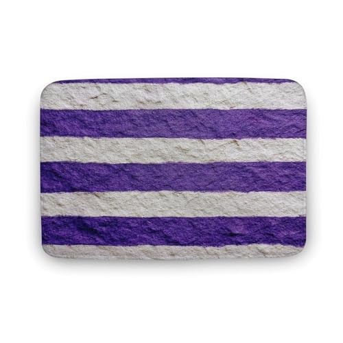 Jubonexis Badezimmer-Fußmatte, violett-weiße Streifen auf strukturiertem Papier, extra weicher Korallensamt, schnelle Wasseraufnahme, rutschfest, bequem, Badteppich, 40 x 60 cm Jubonexis Badezimmer-Fußmatte, violett-weiße Streifen auf strukturiertem Papier, extra weicher Korallensamt, schnelle Wasseraufnahme, rutschfest, bequem, Badteppich, 40 x 60 cm von Jubonexis