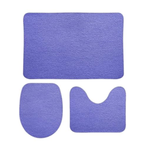 Jubonexis Badezimmerteppich-Set mit violettblauer Textur, 3-teilig, Badematten, U-förmiger WC-Deckelbezug, Konturmatte, Duschmatten, Badteppich, Matte für Badezimmer, Badewanne, WC Jubonexis Badezimmerteppich-Set mit violettblauer Textur, 3-teilig, Badematten, U-förmiger WC-Deckelbezug, Konturmatte, Duschmatten, Badteppich, Matte für Badezimmer, Badewanne, WC von Jubonexis