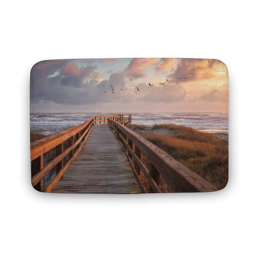 Jubonexis Badezimmerteppich aus Holz, für Gehwege, Strand, Sonnenuntergang, extra weich, Korallensamt, schnelle Wasseraufnahme, rutschfest, bequem, Badteppich, 40 x 60 cm Jubonexis Badezimmerteppich aus Holz, für Gehwege, Strand, Sonnenuntergang, extra weich, Korallensamt, schnelle Wasseraufnahme, rutschfest, bequem, Badteppich, 40 x 60 cm von Jubonexis