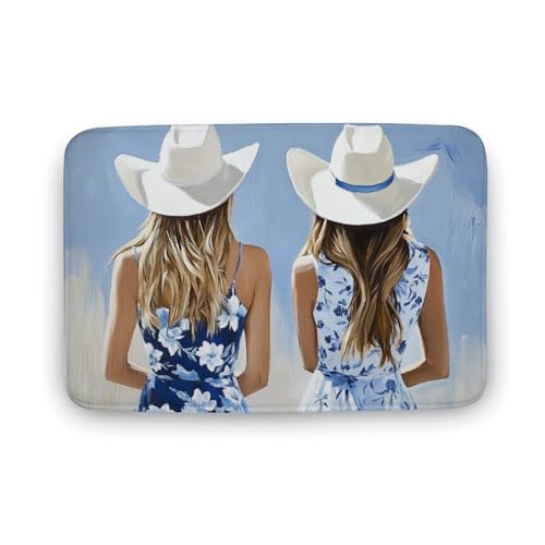 Jubonexis Badteppich, Motiv: Cowgirl-Hüte, extra weich, Korallensamt, schnelle Wasseraufnahme, rutschfest, bequem, Badteppich, 50 x 80 cm, Weiß Jubonexis Badteppich, Motiv: Cowgirl-Hüte, extra weich, Korallensamt, schnelle Wasseraufnahme, rutschfest, bequem, Badteppich, 50 x 80 cm, Weiß von Jubonexis