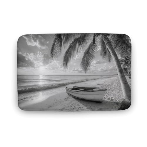 Jubonexis Badteppich, Strandmatte, Boot, Palmen, Sonnenuntergang, extra weich, Korallensamt, schnelle Wasseraufnahme, rutschfest, bequem, Badteppich, 50 x 80 cm Jubonexis Badteppich, Strandmatte, Boot, Palmen, Sonnenuntergang, extra weich, Korallensamt, schnelle Wasseraufnahme, rutschfest, bequem, Badteppich, 50 x 80 cm von Jubonexis