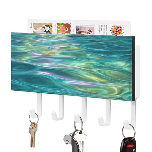 Jubonexis Blaue Wassertextur, Schlüsselhalter für die Wand, Post-Organizer, Wandhalterung mit 5 Haken, Acryl-Schlüsselbrett für Zuhause, Büro, Eingangsbereich Jubonexis Blaue Wassertextur, Schlüsselhalter für die Wand, Post-Organizer, Wandhalterung mit 5 Haken, Acryl-Schlüsselbrett für Zuhause, Büro, Eingangsbereich von Jubonexis
