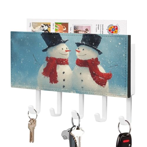 Jubonexis Ein Paar niedliche Schneemänner mit schwarzer Oberseite, Schlüsselhalter für die Wand, Post-Organizer, Wandhalterung mit 5 Haken, Acryl-Schlüsselbrett für Zuhause, Büro, Eingangsbereich Jubonexis Ein Paar niedliche Schneemänner mit schwarzer Oberseite, Schlüsselhalter für die Wand, Post-Organizer, Wandhalterung mit 5 Haken, Acryl-Schlüsselbrett für Zuhause, Büro, Eingangsbereich von Jubonexis