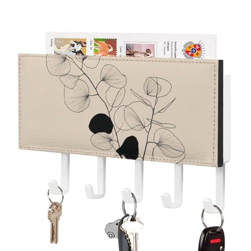 Jubonexis Eukalyptusblätter, schwarze Linien auf beigefarbenem Schlüsselhalter für die Wand, Post-Organizer, Wandhalterung mit 5 Haken, Acryl-Schlüsselbrett für Zuhause, Büro, Eingangsbereich Jubonexis Eukalyptusblätter, schwarze Linien auf beigefarbenem Schlüsselhalter für die Wand, Post-Organizer, Wandhalterung mit 5 Haken, Acryl-Schlüsselbrett für Zuhause, Büro, Eingangsbereich von Jubonexis