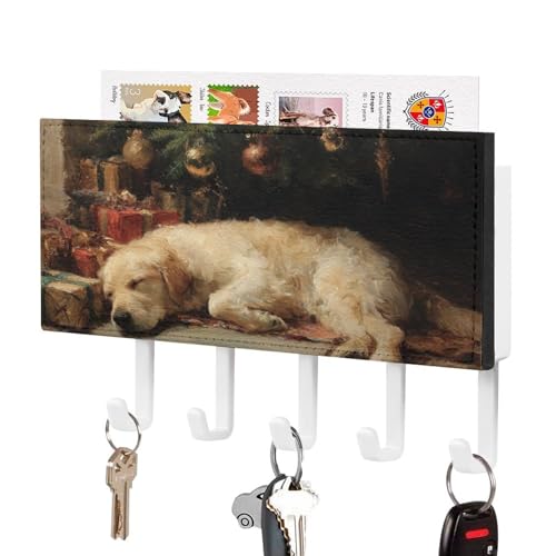Jubonexis Golden Retriever Hund schlafender Weihnachtsbaum Schlüsselhalter für Wand Post Organizer Wandhalterung mit 5 Haken Acryl Schlüsselbrett für Home Office Eingang Jubonexis Golden Retriever Hund schlafender Weihnachtsbaum Schlüsselhalter für Wand Post Organizer Wandhalterung mit 5 Haken Acryl Schlüsselbrett für Home Office Eingang von Jubonexis