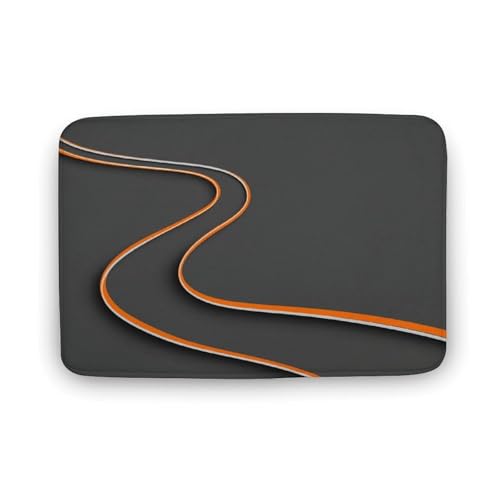 Jubonexis Graue Straße mit weißen und orangen Linien, Badezimmer-Fußmatte, extra weiche Korallensamt-Bodenmatte, schnelle Wasseraufnahme, rutschfest, bequem, Badteppich, 50 x 80 cm Jubonexis Graue Straße mit weißen und orangen Linien, Badezimmer-Fußmatte, extra weiche Korallensamt-Bodenmatte, schnelle Wasseraufnahme, rutschfest, bequem, Badteppich, 50 x 80 cm von Jubonexis