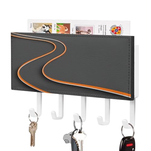 Jubonexis Graue Straße mit weißen und orangen Linien, Schlüsselhalter für Wand, Post, Organizer, Wandhalterung mit 5 Haken, Acryl-Schlüsselbrett für Zuhause, Büro, Eingangsbereich Jubonexis Graue Straße mit weißen und orangen Linien, Schlüsselhalter für Wand, Post, Organizer, Wandhalterung mit 5 Haken, Acryl-Schlüsselbrett für Zuhause, Büro, Eingangsbereich von Jubonexis