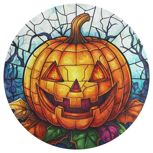 Jubonexis Großer runder Halloween-Teppich, Kürbis, modern, rutschfest, 90 cm Jubonexis Großer runder Halloween-Teppich, Kürbis, modern, rutschfest, 90 cm von Jubonexis