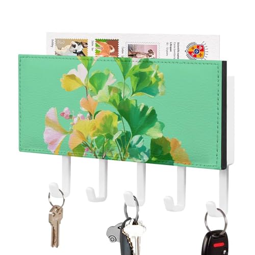 Jubonexis Grüne Pflanzen Blatt-Schlüsselhalter für die Wand, Post-Organizer, Wandhalterung mit 5 Haken, Acryl-Schlüsselbrett für Zuhause, Büro, Eingangsbereich Jubonexis Grüne Pflanzen Blatt-Schlüsselhalter für die Wand, Post-Organizer, Wandhalterung mit 5 Haken, Acryl-Schlüsselbrett für Zuhause, Büro, Eingangsbereich von Jubonexis