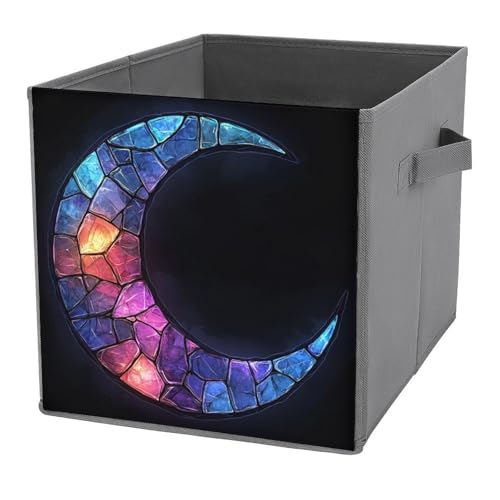 Jubonexis Halbmondförmige Aufbewahrungskörbe, Aufbewahrungswürfel, faltbar, dekorative Stoff-Aufbewahrungskörbe, Heim-Organizer mit Griffen für Regale, Schrank, 27 x 27 cm Jubonexis Halbmondförmige Aufbewahrungskörbe, Aufbewahrungswürfel, faltbar, dekorative Stoff-Aufbewahrungskörbe, Heim-Organizer mit Griffen für Regale, Schrank, 27 x 27 cm von Jubonexis