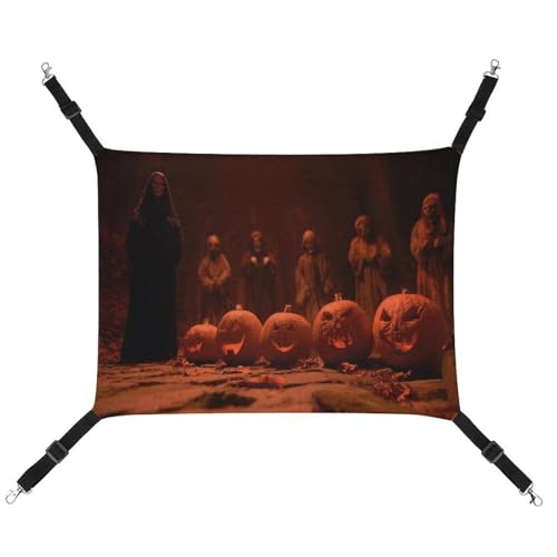Jubonexis Halloween-Kürbisse Ghost Dark Fantasy atmungsaktive Haustier-Hängematte mit verstellbaren Riemen, wendbar, Katzenbett, Hundematten Jubonexis Halloween-Kürbisse Ghost Dark Fantasy atmungsaktive Haustier-Hängematte mit verstellbaren Riemen, wendbar, Katzenbett, Hundematten von Jubonexis