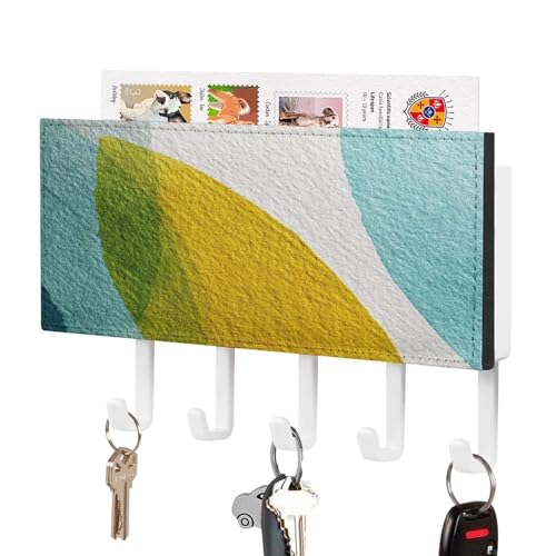 Jubonexis Hellblaue und grüne Formen, minimalistischer Schlüsselhalter für Wand, Post, Organizer, Wandhalterung mit 5 Haken, Acryl-Schlüsselbrett für Zuhause, Büro, Eingangsbereich Jubonexis Hellblaue und grüne Formen, minimalistischer Schlüsselhalter für Wand, Post, Organizer, Wandhalterung mit 5 Haken, Acryl-Schlüsselbrett für Zuhause, Büro, Eingangsbereich von Jubonexis