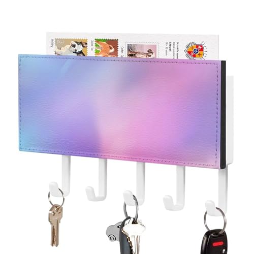 Jubonexis Hellvioletter und blauer Farbverlauf, Schlüsselhalter für die Wand, Post-Organizer, Wandhalterung mit 5 Haken, Acryl-Schlüsselbrett für Zuhause, Büro, Eingangsbereich Jubonexis Hellvioletter und blauer Farbverlauf, Schlüsselhalter für die Wand, Post-Organizer, Wandhalterung mit 5 Haken, Acryl-Schlüsselbrett für Zuhause, Büro, Eingangsbereich von Jubonexis