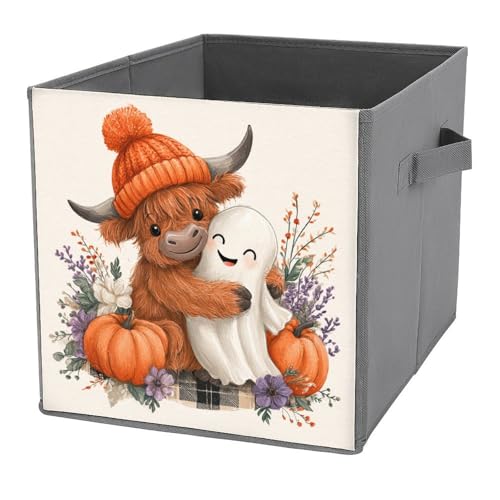 Jubonexis Highland Cow Calf Hugging Halloween Ghost Cube Storage Bins Storage Cubes Foldable Decorative Fabric Storage Baskets Home Organizer with Handles for Shelves,Closet, 27x27 CM Jubonexis Highland Cow Calf Hugging Halloween Ghost Cube Storage Bins Storage Cubes Foldable Decorative Fabric Storage Baskets Home Organizer with Handles for Shelves,Closet, 27x27 CM von Jubonexis