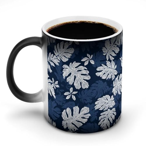 Jubonexis Keramik-Kaffeetasse mit Farbwechsel, marineblau und weiß, 325 ml von Jubonexis
