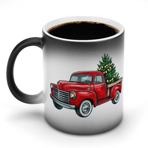 Jubonexis Keramik-Kaffeetasse mit grünem Weihnachtsbaum, Farbwechsel, 325 ml von Jubonexis