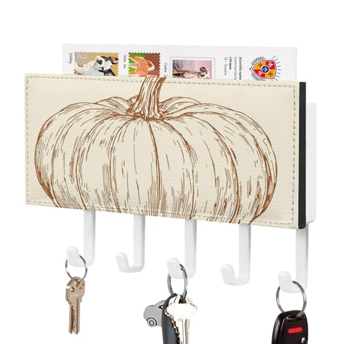 Jubonexis Kürbis-Linien-Zeichnungen auf beigefarbenem Schlüsselhalter für die Wand, Post-Organizer, Wandhalterung mit 5 Haken, Acryl-Schlüsselbrett für Zuhause, Büro, Eingangsbereich Jubonexis Kürbis-Linien-Zeichnungen auf beigefarbenem Schlüsselhalter für die Wand, Post-Organizer, Wandhalterung mit 5 Haken, Acryl-Schlüsselbrett für Zuhause, Büro, Eingangsbereich von Jubonexis