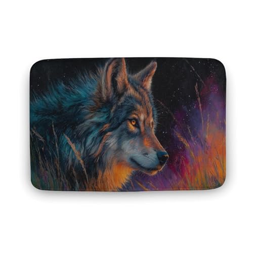 Jubonexis Majestic Wolf Badezimmer-Fußmatte, extra weiche Korallensamt-Bodenmatte, schnelle Wasseraufnahme, rutschfest, bequem, Badteppich, 40 x 60 cm Jubonexis Majestic Wolf Badezimmer-Fußmatte, extra weiche Korallensamt-Bodenmatte, schnelle Wasseraufnahme, rutschfest, bequem, Badteppich, 40 x 60 cm von Jubonexis
