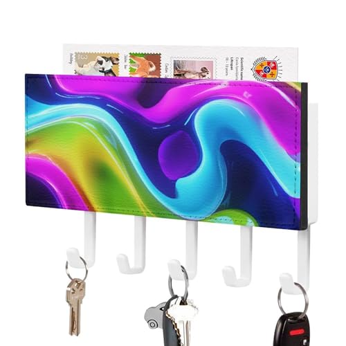 Jubonexis Neon Abstrakte flüssige Formen, fließender Farbverlauf, Schlüsselhalter für Wand, Post, Organizer, Wandhalterung mit 5 Haken, Acryl-Schlüsselbrett für Zuhause, Büro, Eingangsbereich Jubonexis Neon Abstrakte flüssige Formen, fließender Farbverlauf, Schlüsselhalter für Wand, Post, Organizer, Wandhalterung mit 5 Haken, Acryl-Schlüsselbrett für Zuhause, Büro, Eingangsbereich von Jubonexis