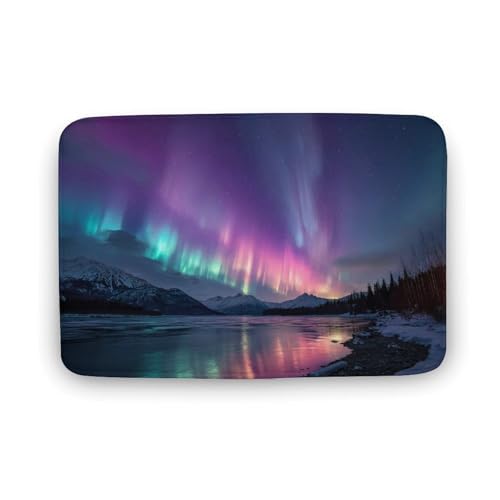Jubonexis Northern Lights Wasserschneebedeckte Landschaft, Badezimmer-Fußmatte, extra weiche Korallensamt-Bodenmatte, schnelle Wasseraufnahme, rutschfest, bequem, Badteppich, 40 x 60 cm Jubonexis Northern Lights Wasserschneebedeckte Landschaft, Badezimmer-Fußmatte, extra weiche Korallensamt-Bodenmatte, schnelle Wasseraufnahme, rutschfest, bequem, Badteppich, 40 x 60 cm von Jubonexis