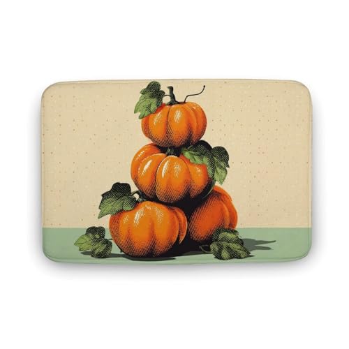 Jubonexis Pop-Art Badezimmer-Fußmatte, Kürbis-Stack, extra weich, Korallensamt, schnelle Wasseraufnahme, rutschfest, bequem, Badematte, 50 x 80 cm, Orange Jubonexis Pop-Art Badezimmer-Fußmatte, Kürbis-Stack, extra weich, Korallensamt, schnelle Wasseraufnahme, rutschfest, bequem, Badematte, 50 x 80 cm, Orange von Jubonexis