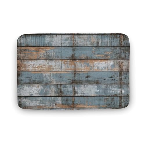 Jubonexis Rustikale verwitterte horizontale Dielen aus Holz, Badezimmer-Fußmatte, extra weiche Korallensamt-Bodenmatte, schnelle Wasseraufnahme, rutschfest, bequem, Badteppich, 50 x 80 cm Jubonexis Rustikale verwitterte horizontale Dielen aus Holz, Badezimmer-Fußmatte, extra weiche Korallensamt-Bodenmatte, schnelle Wasseraufnahme, rutschfest, bequem, Badteppich, 50 x 80 cm von Jubonexis