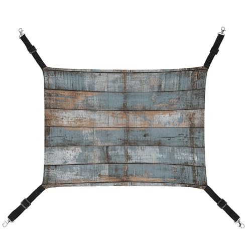Jubonexis Rustikale verwitterte horizontale Planken, Holz, atmungsaktive Haustier-Hängematte mit verstellbaren Riemen, wendbar, Katzenbett, Hundematten von Jubonexis