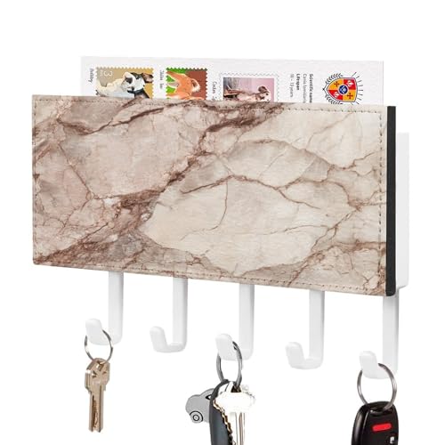 Jubonexis Schlüsselhalter aus Marmor mit beigefarbenem Schlüsselhalter für die Wand, Post-Organizer, Wandhalterung mit 5 Haken, Acryl-Schlüsselbrett für Zuhause, Büro, Eingangsbereich Jubonexis Schlüsselhalter aus Marmor mit beigefarbenem Schlüsselhalter für die Wand, Post-Organizer, Wandhalterung mit 5 Haken, Acryl-Schlüsselbrett für Zuhause, Büro, Eingangsbereich von Jubonexis