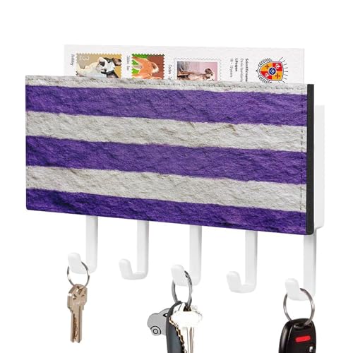 Jubonexis Schlüsselhalter aus strukturiertem Papier mit violetten weißen Streifen für die Wand, Post-Organizer, Wandhalterung mit 5 Haken, Acryl-Schlüsselbrett für Zuhause, Büro, Eingangsbereich Jubonexis Schlüsselhalter aus strukturiertem Papier mit violetten weißen Streifen für die Wand, Post-Organizer, Wandhalterung mit 5 Haken, Acryl-Schlüsselbrett für Zuhause, Büro, Eingangsbereich von Jubonexis