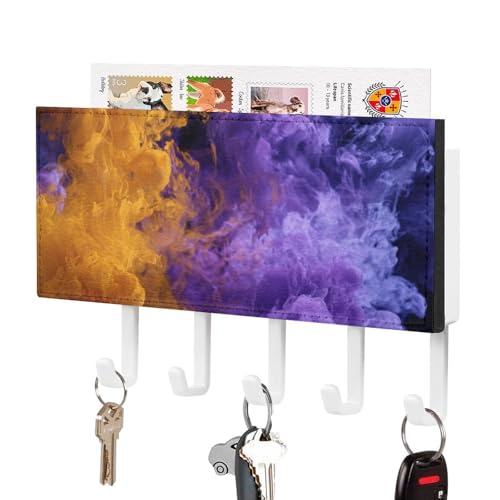 Jubonexis Schlüsselhalter für die Wand, Post, Organizer, Wandhalterung, mit 5 Haken, Acryl, für Zuhause, Büro, Eingangsbereich, bunt, Rauchviolett / Orange Jubonexis Schlüsselhalter für die Wand, Post, Organizer, Wandhalterung, mit 5 Haken, Acryl, für Zuhause, Büro, Eingangsbereich, bunt, Rauchviolett / Orange von Jubonexis