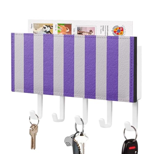 Jubonexis Schlüsselhalter für die Wand, mit 5 Haken, Acryl, für Zuhause, Büro, Eingangsbereich, Lila und Weiß gestreift Jubonexis Schlüsselhalter für die Wand, mit 5 Haken, Acryl, für Zuhause, Büro, Eingangsbereich, Lila und Weiß gestreift von Jubonexis