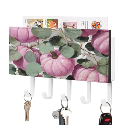 Jubonexis Schlüsselhalter mit rosa Kürbissen und Eukalyptusblättern, Wandmontage, mit 5 Haken, Acryl-Schlüsselbrett für Zuhause, Büro, Eingangsbereich Jubonexis Schlüsselhalter mit rosa Kürbissen und Eukalyptusblättern, Wandmontage, mit 5 Haken, Acryl-Schlüsselbrett für Zuhause, Büro, Eingangsbereich von Jubonexis
