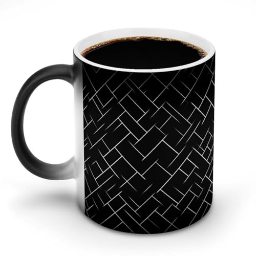 Jubonexis Simple White Line Black Geometric Pattern Color Changing Mugs Heat Changing Ceramic Coffee Mug Novelty Funny Tea Water Cup 325 ml Jubonexis Simple White Line Black Geometric Pattern Color Changing Mugs Heat Changing Ceramic Coffee Mug Novelty Funny Tea Water Cup 325 ml von Jubonexis