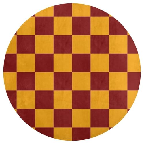 Jubonexis Teppich, rund, modern, rutschfest, 90 cm, Dunkelrot und Orange von Jubonexis