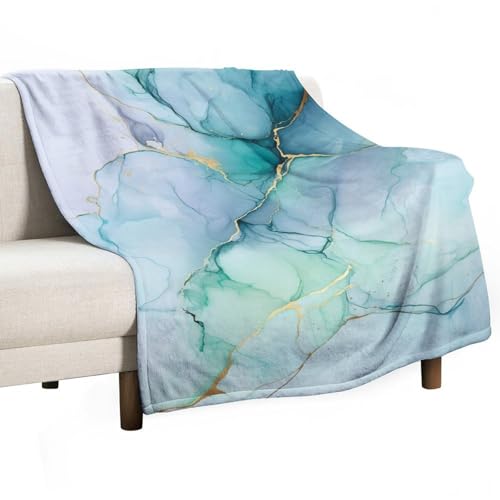 Jubonexis Überwurfdecke mit goldfarbenen Akzenten, Anti-Pilling, gemütlich, strapazierfähig, Decke für Schlafzimmer, Wohnzimmer, Couch, Sofa, Bett, 127 x 152,4 cm, Hellblau / Blaugrün Jubonexis Überwurfdecke mit goldfarbenen Akzenten, Anti-Pilling, gemütlich, strapazierfähig, Decke für Schlafzimmer, Wohnzimmer, Couch, Sofa, Bett, 127 x 152,4 cm, Hellblau / Blaugrün von Jubonexis