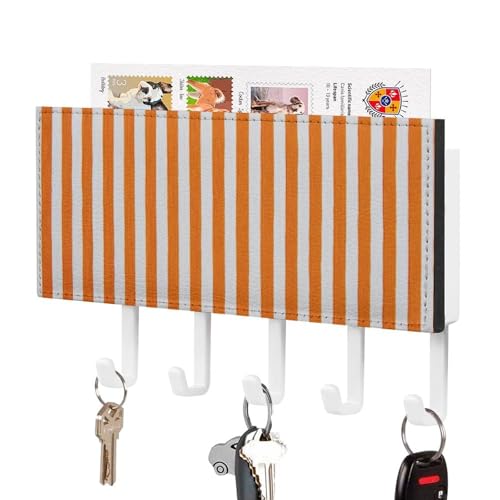 Jubonexis Vertikaler orange-weiß gestreifter Schlüsselhalter für die Wand, Post-Organizer, Wandhalterung mit 5 Haken, Acryl-Schlüsselbrett für Zuhause, Büro, Eingangsbereich Jubonexis Vertikaler orange-weiß gestreifter Schlüsselhalter für die Wand, Post-Organizer, Wandhalterung mit 5 Haken, Acryl-Schlüsselbrett für Zuhause, Büro, Eingangsbereich von Jubonexis