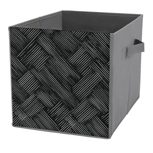 Jubonexis Weiße Linie, geometrisches Muster, Würfel, Aufbewahrungswürfel, faltbar, dekorative Stoff-Aufbewahrungskörbe, Heim-Organizer mit Griffen für Regale, Schrank, 27 x 27 cm Jubonexis Weiße Linie, geometrisches Muster, Würfel, Aufbewahrungswürfel, faltbar, dekorative Stoff-Aufbewahrungskörbe, Heim-Organizer mit Griffen für Regale, Schrank, 27 x 27 cm von Jubonexis