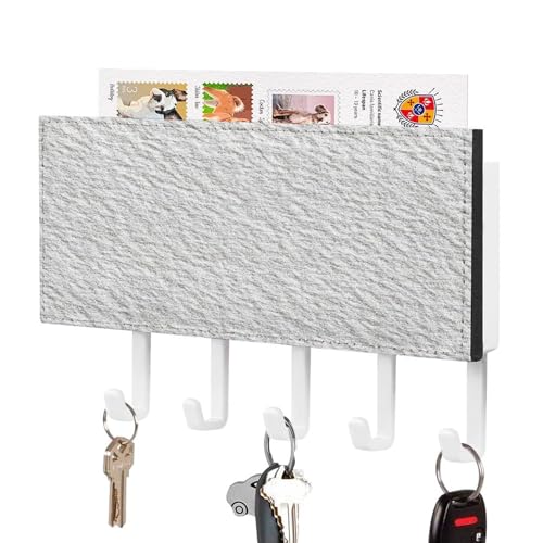 Jubonexis Weißer Kaltpress-Papier-Textur-Schlüsselhalter für die Wand, Post-Organizer, Wandhalterung mit 5 Haken, Acryl-Schlüsselbrett für Zuhause, Büro, Eingangsbereich Jubonexis Weißer Kaltpress-Papier-Textur-Schlüsselhalter für die Wand, Post-Organizer, Wandhalterung mit 5 Haken, Acryl-Schlüsselbrett für Zuhause, Büro, Eingangsbereich von Jubonexis