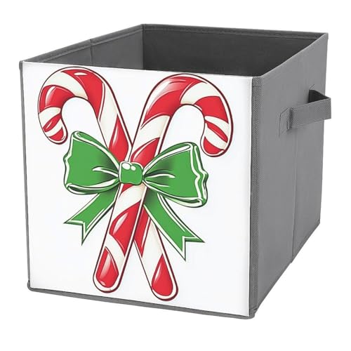 Jubonexis Zwei gekreuzte Zuckerstangen, würfelförmige Aufbewahrungskörbe, Aufbewahrungswürfel, faltbar, dekorative Stoff-Aufbewahrungskörbe, Heim-Organizer mit Griffen für Regale, Schrank, 27 x 27 cm Jubonexis Zwei gekreuzte Zuckerstangen, würfelförmige Aufbewahrungskörbe, Aufbewahrungswürfel, faltbar, dekorative Stoff-Aufbewahrungskörbe, Heim-Organizer mit Griffen für Regale, Schrank, 27 x 27 cm von Jubonexis