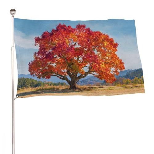 Lebendige Herbstflagge aus Ahornbaum, 90 x 150 cm, für den Außenbereich, Dekoration für Hof, Veranda, Rasen, Bauernhaus von Jubonexis