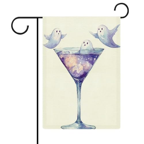 Süße fliegende Geister, Glas-Gartenflagge, saisonale Feiertage, Jute, doppelseitig, 30,5 x 45,7 cm Süße fliegende Geister, Glas-Gartenflagge, saisonale Feiertage, Jute, doppelseitig, 30,5 x 45,7 cm von Jubonexis