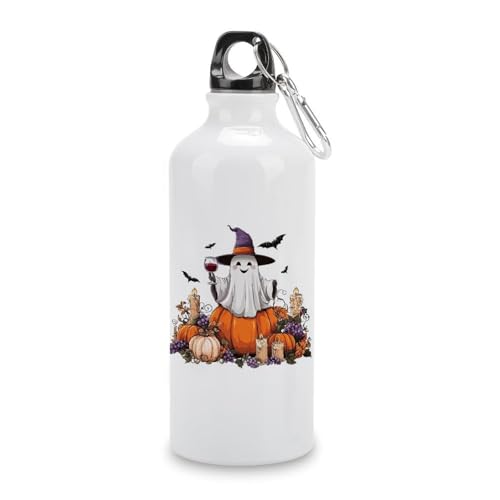 Süßer Geist hält ein Weinglas Reise-Aluminium-Wasserflasche, Sportflasche mit Drehverschluss-Schnalle für Männer und Frauen, Camping, Wandern, 600 ml von Jubonexis