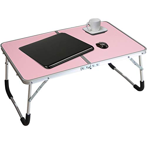 Jucaifu Faltbarer Laptop-Tisch, Bett-Schreibtisch, Frühstücks-Serviertablett, tragbarer Mini-Picknick-Tisch & Ultraleicht, lässt Sich in der Mitte zusammenklappen, mit Stauraum innen (Pink) von Jucaifu