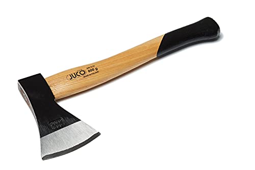 Juco Universalaxt LUX, Metal Element Forged and Furnance Painted, Induction Hardened Working Part, Ash Handle Double-Varnished, Handle Protected with Plastic Wedge and Metal Sleeve (800) von Juco