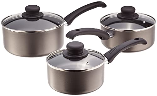 Judge Everyday Topfset, Antihaftbeschichtet, 3-Teiliges Kochtopf Set 16 cm, 18 cm, 20 cm, Stielkasserolle mit Glasdeckel von Judge