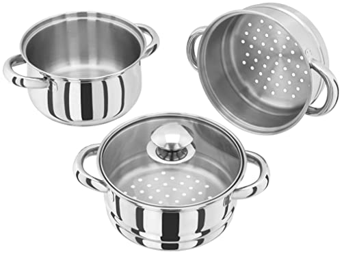 Judge HX01 Multi-Dämpfer, 3-stöckig, 16 cm, Edelstahl, Silber, 18.9 x 21.2 x 20 cm von Judge