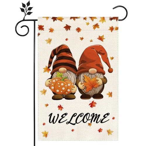 Hello Fall Cat Welcome Gnomes Thanksgiving Ahorn Gartenflagge 30,5 x 45,7 cm Home Outdoor Yard Flagge Dekoration von Judishyish